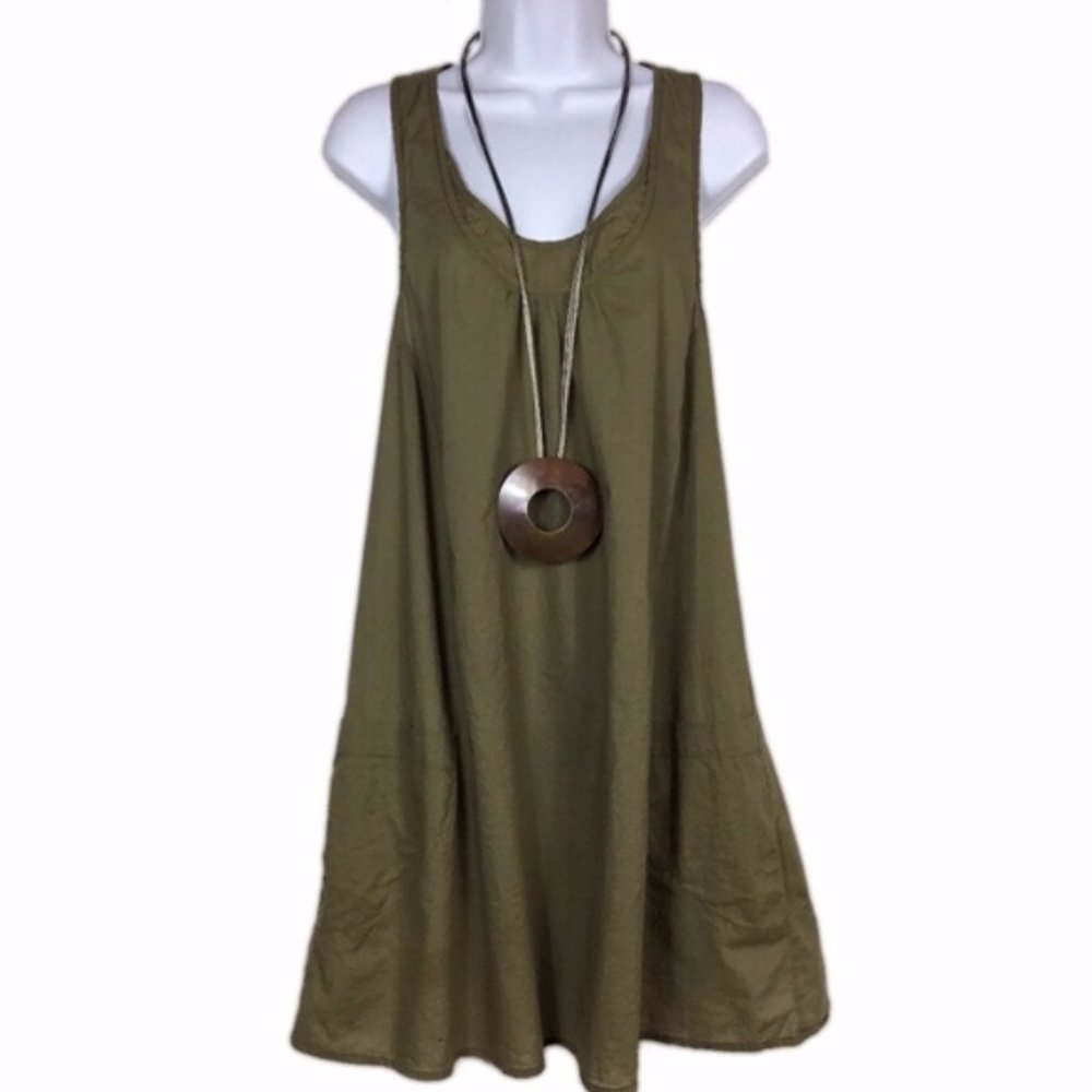 Asos Sleeveless Cotton Brown Cargo Racerback Dress